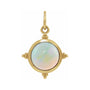 Sapphire Row Lab-Grown White Opal Beaded Cabochon Pendant - 14K Yellow Gold