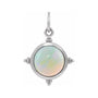 Sapphire Row Lab-Grown White Opal Beaded Cabochon Pendant - 14K White Gold