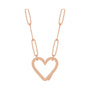 Sapphire Row Gold Heart Carabiner Necklace - 14K Rose Gold, 16"