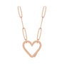 Sapphire Row Gold Heart Carabiner Necklace - 14K Rose Gold, 18"