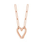 Sapphire Row Gold Heart Carabiner Necklace - 14K Rose Gold, 18" (view 2)