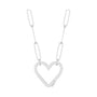 Sapphire Row Gold Heart Carabiner Necklace - 14K White Gold, 16"