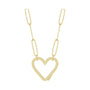 Sapphire Row Gold Heart Carabiner Necklace - 14K Yellow Gold, 16"
