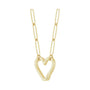 Sapphire Row Gold Heart Carabiner Necklace - 14K Yellow Gold, 16" (view 2)