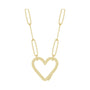 Sapphire Row Gold Heart Carabiner Necklace - 14K Yellow Gold, 18"