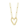 Sapphire Row Gold Heart Carabiner Necklace - 14K Yellow Gold, 18" (view 2)
