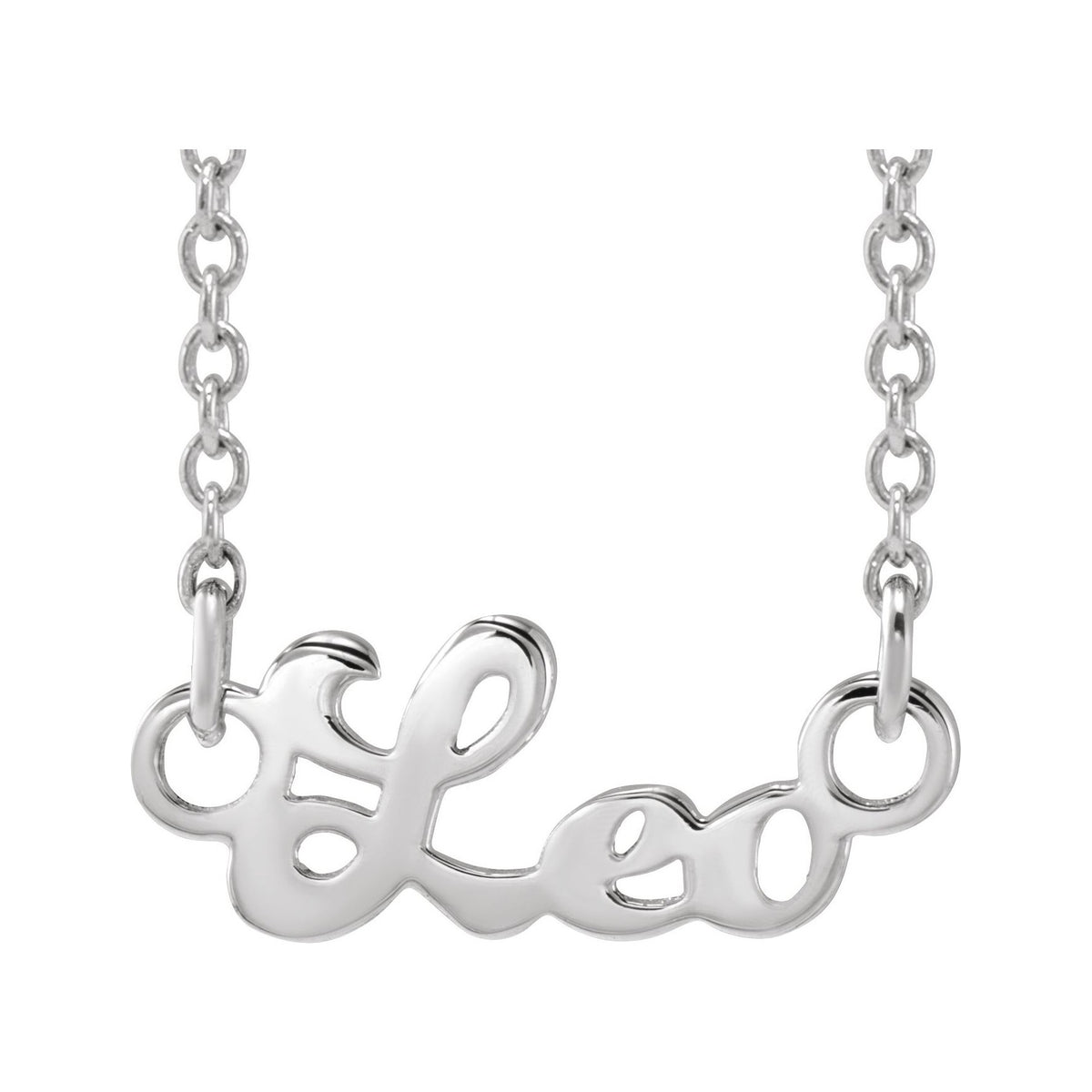 Sapphire Row Gold Script Zodiac Necklace - Platinum, Leo