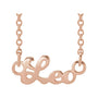 Sapphire Row Gold Script Zodiac Necklace - 14K Rose Gold, Leo