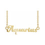 Sapphire Row Gold Script Zodiac Necklace - 14K Yellow Gold, Aquarius