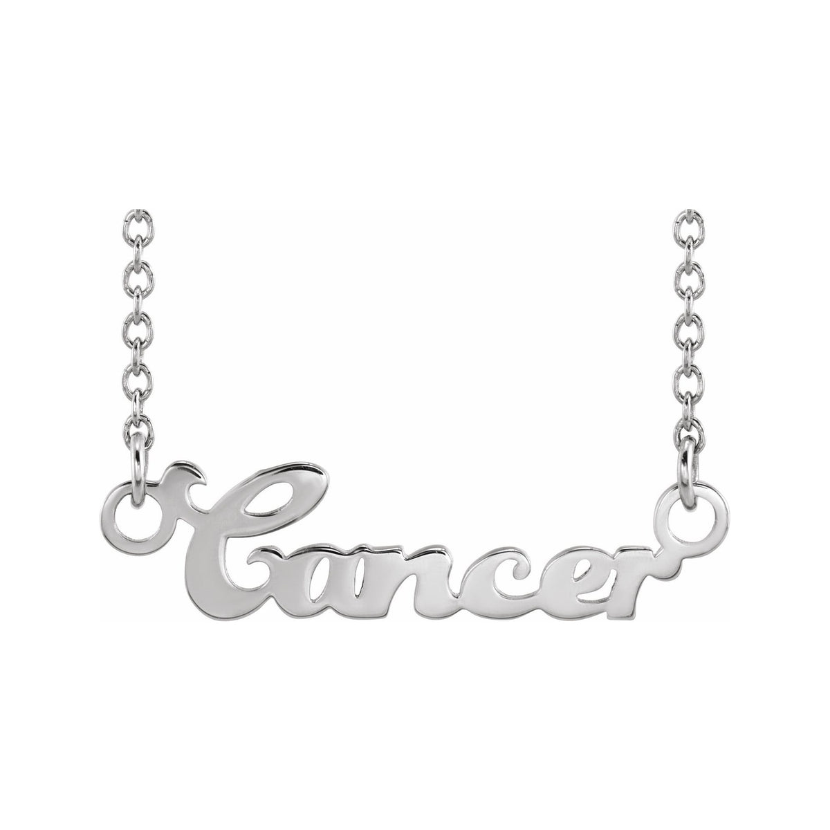 Sapphire Row Gold Script Zodiac Necklace - Platinum, Cancer