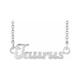 Sapphire Row Gold Script Zodiac Necklace - Platinum, Taurus