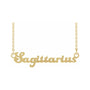 Sapphire Row Gold Script Zodiac Necklace - 14K Yellow Gold, Sagittarius