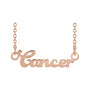 Sapphire Row Gold Script Zodiac Necklace - 14K Rose Gold, Cancer