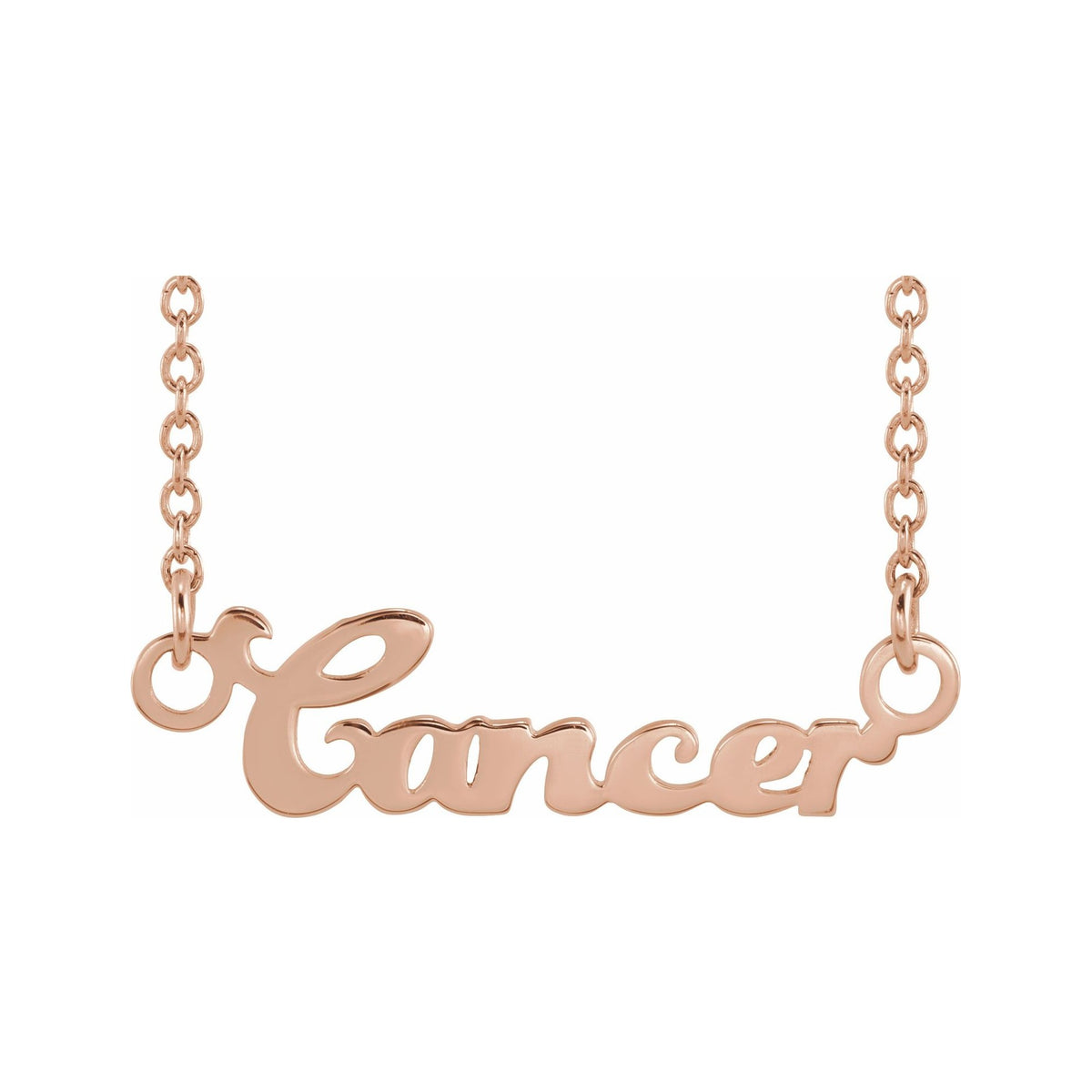 Sapphire Row Gold Script Zodiac Necklace - 14K Rose Gold, Cancer