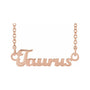 Sapphire Row Gold Script Zodiac Necklace - 14K Rose Gold, Taurus
