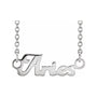 Sapphire Row Gold Script Zodiac Necklace - 14K White Gold, Aries