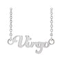 Sapphire Row Gold Script Zodiac Necklace - 14K White Gold, Virgo