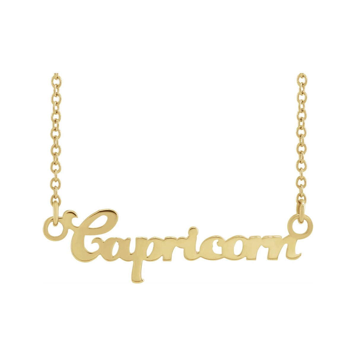 Sapphire Row Gold Script Zodiac Necklace - 14K Yellow Gold, Capricorn