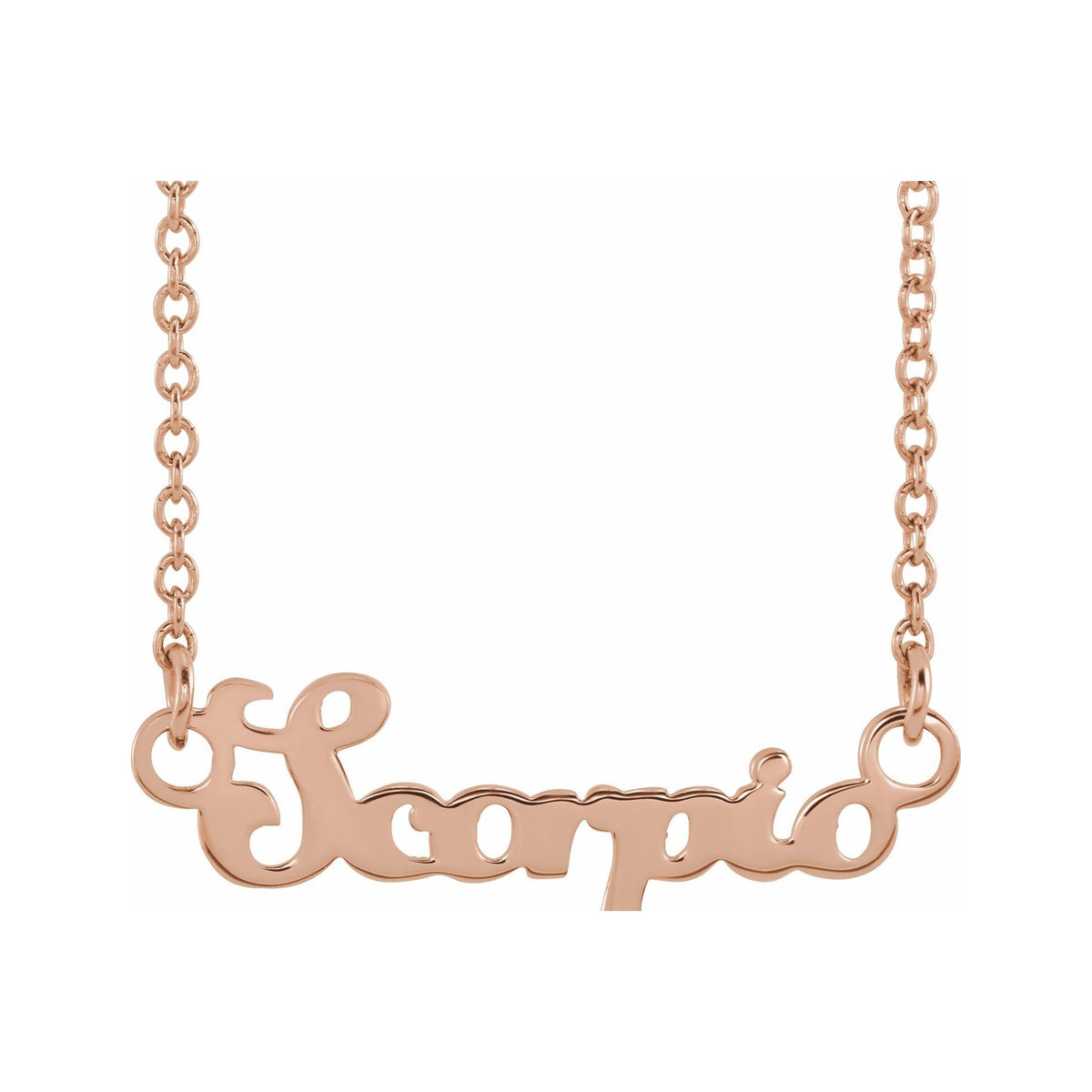 Sapphire Row Gold Script Zodiac Necklace - 14K Rose Gold, Scorpio