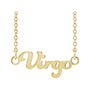 Sapphire Row Gold Script Zodiac Necklace - 14K Yellow Gold, Virgo