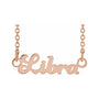 Sapphire Row Gold Script Zodiac Necklace - 14K Rose Gold, Libra