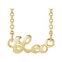 Sapphire Row Gold Script Zodiac Necklace - 14K Yellow Gold, Leo