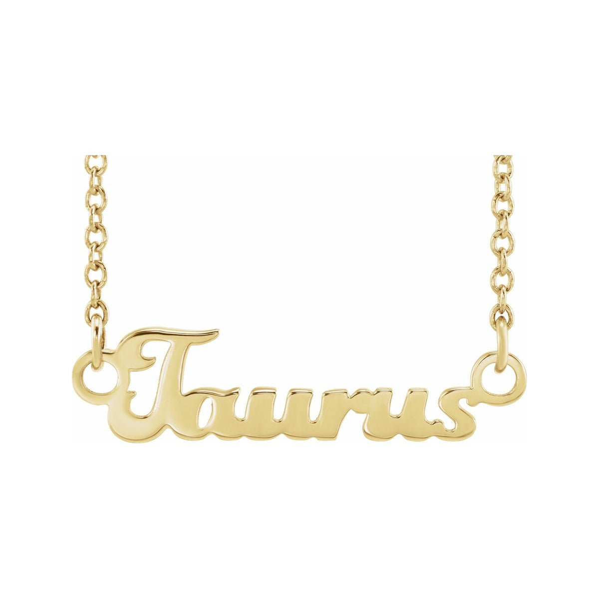 Sapphire Row Gold Script Zodiac Necklace - 14K Yellow Gold, Taurus