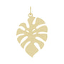 Sapphire Row Gold Monstera Leaf Pendant - 14K Yellow Gold