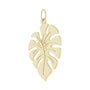 Sapphire Row Gold Monstera Leaf Pendant - 14K Yellow Gold (view 2)