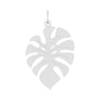 Sapphire Row Gold Monstera Leaf Pendant - 14K White Gold