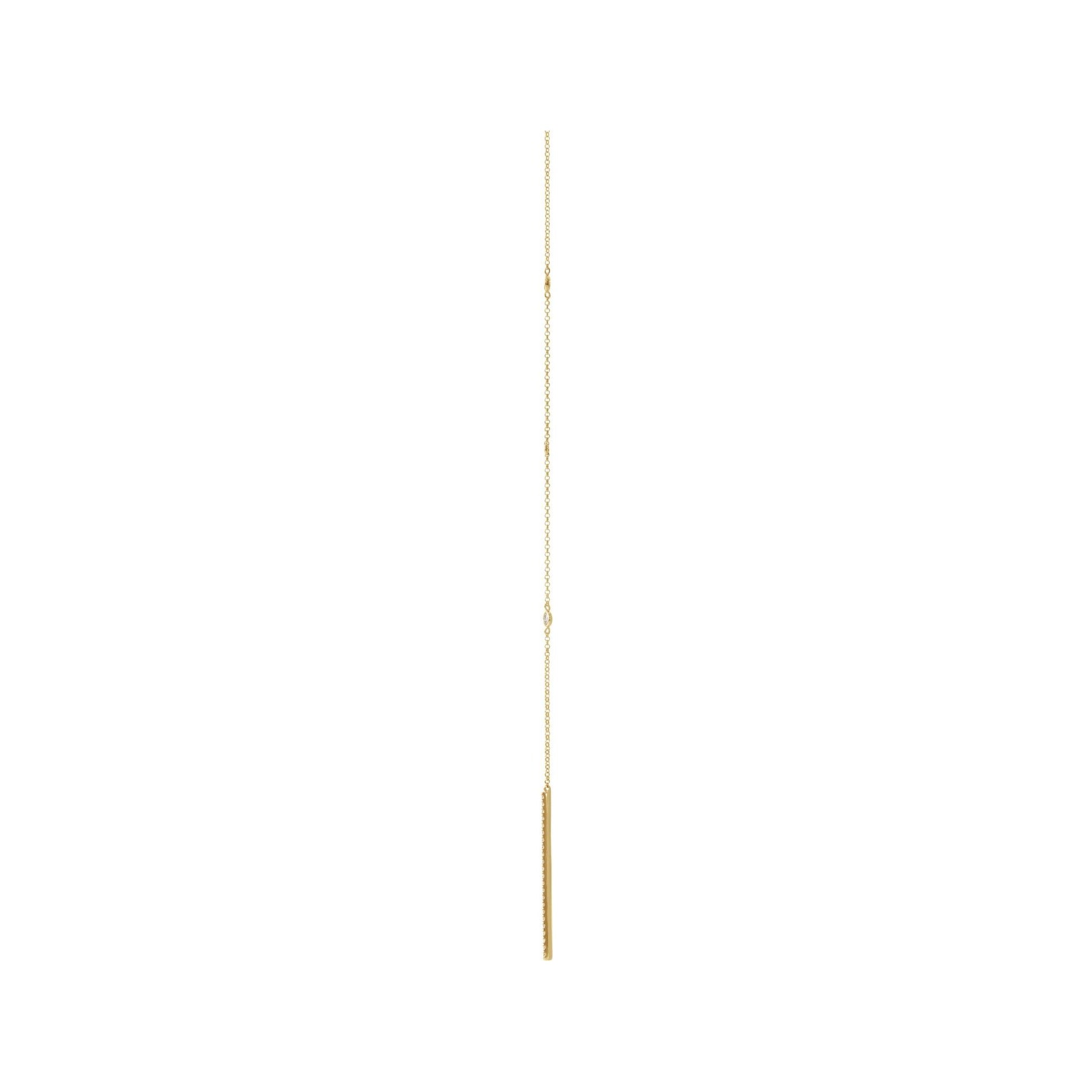Sapphire Row Natural Diamond Bar Drop Y Necklace - 14K Yellow Gold (view 2)