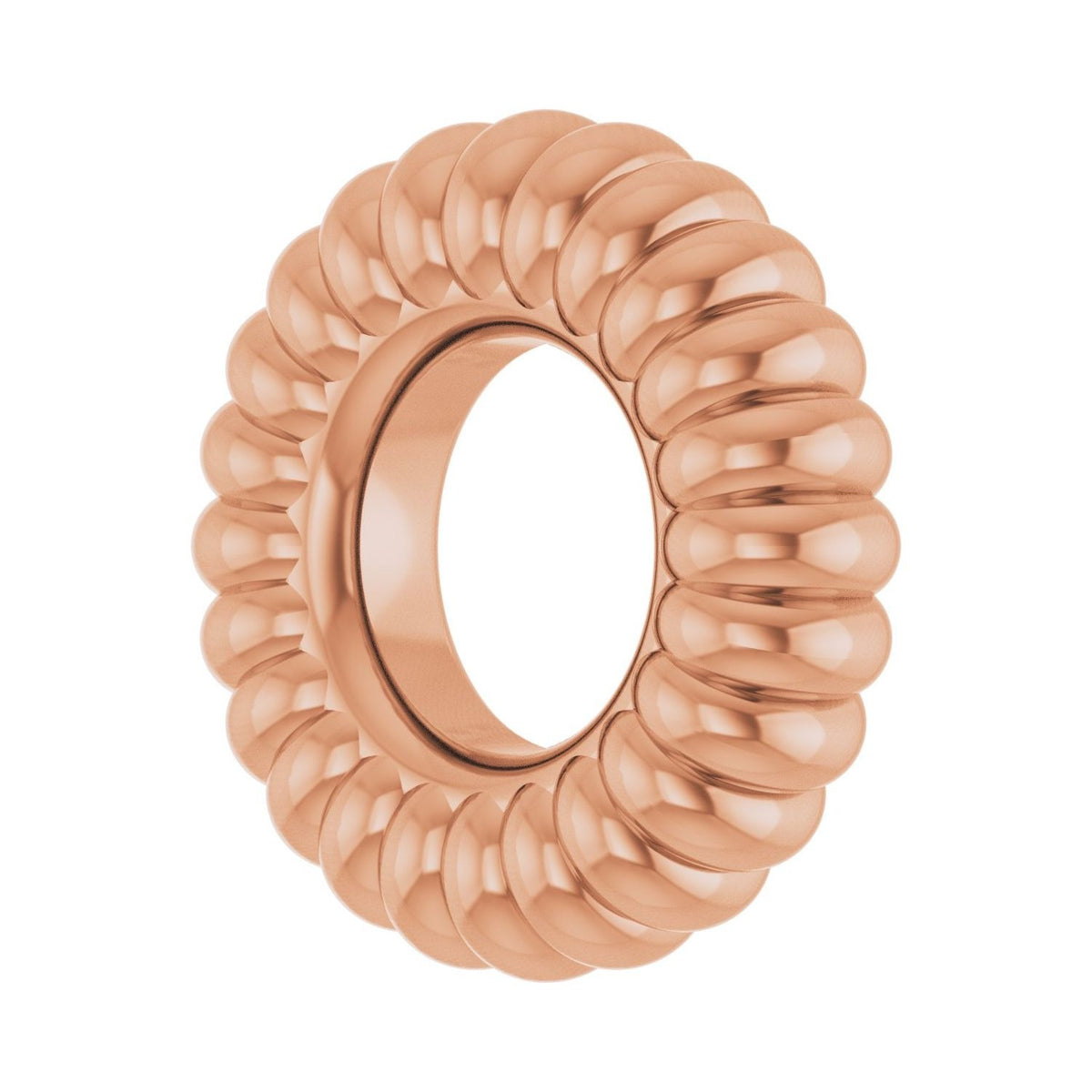 Sapphire Row Gold Fluted Roundel Charm - 14K Rose Gold (view 2)