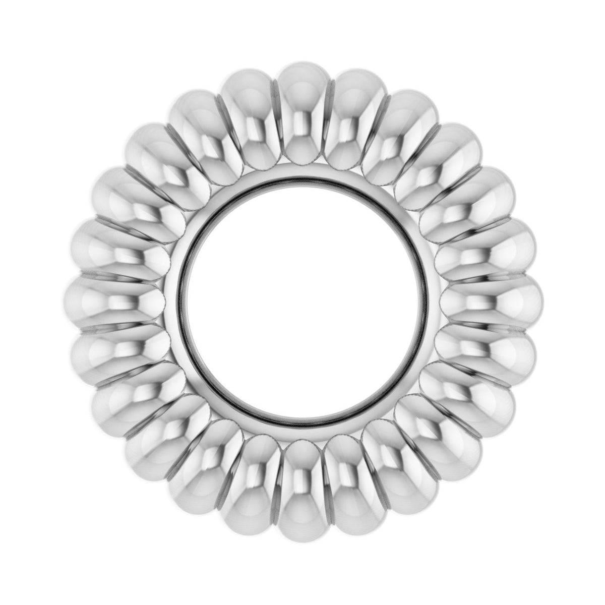 Sapphire Row Gold Fluted Roundel Charm - 10K White Gold