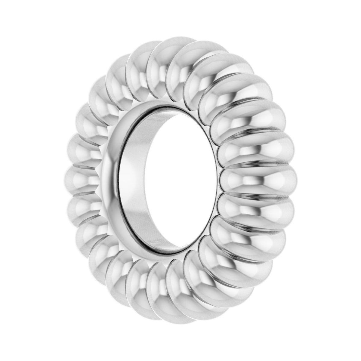 Sapphire Row Gold Fluted Roundel Charm - Platinum (view 2)