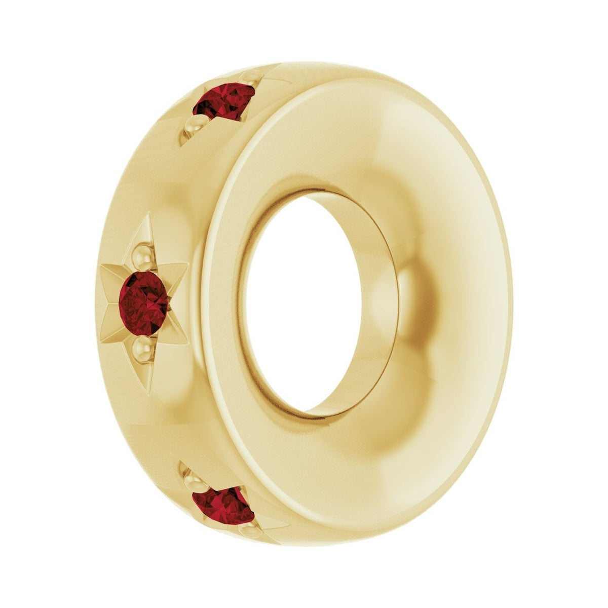 Sapphire Row Natural Gemstone Star Spacer Charm - Mozambique Garnet, 10K Yellow Gold (view 2)