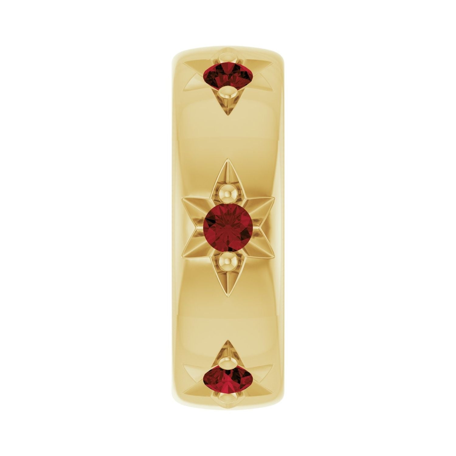 Sapphire Row Natural Gemstone Star Spacer Charm - Mozambique Garnet, 14K Yellow Gold