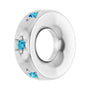 Sapphire Row Natural Gemstone Star Spacer Charm - Blue Zircon, 14K White Gold (view 2)