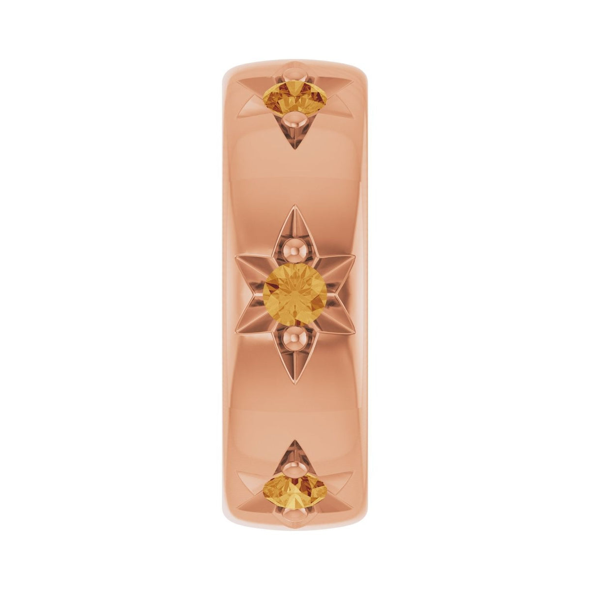 Sapphire Row Natural Gemstone Star Spacer Charm - Citrine, 14K Rose Gold