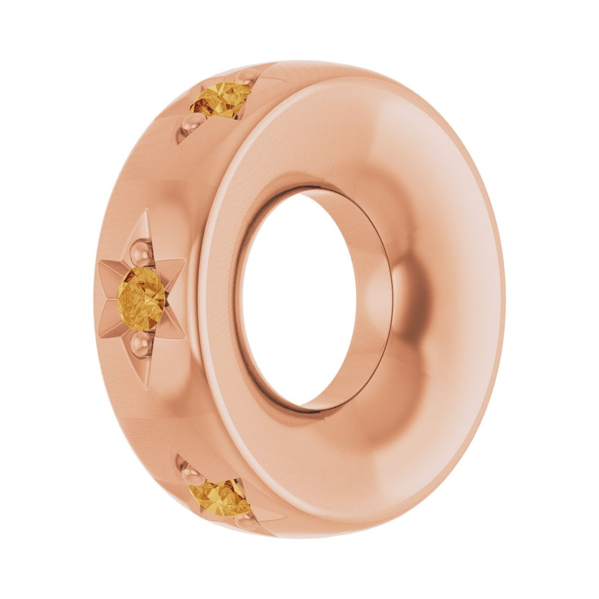 Sapphire Row Natural Gemstone Star Spacer Charm - Citrine, 14K Rose Gold (view 2)