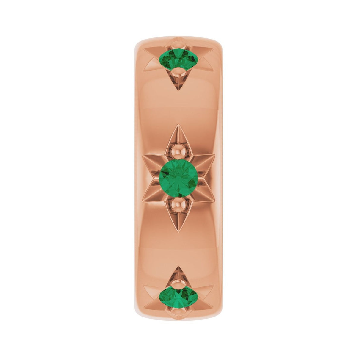 Sapphire Row Natural Gemstone Star Spacer Charm - Emerald, 14K Rose Gold
