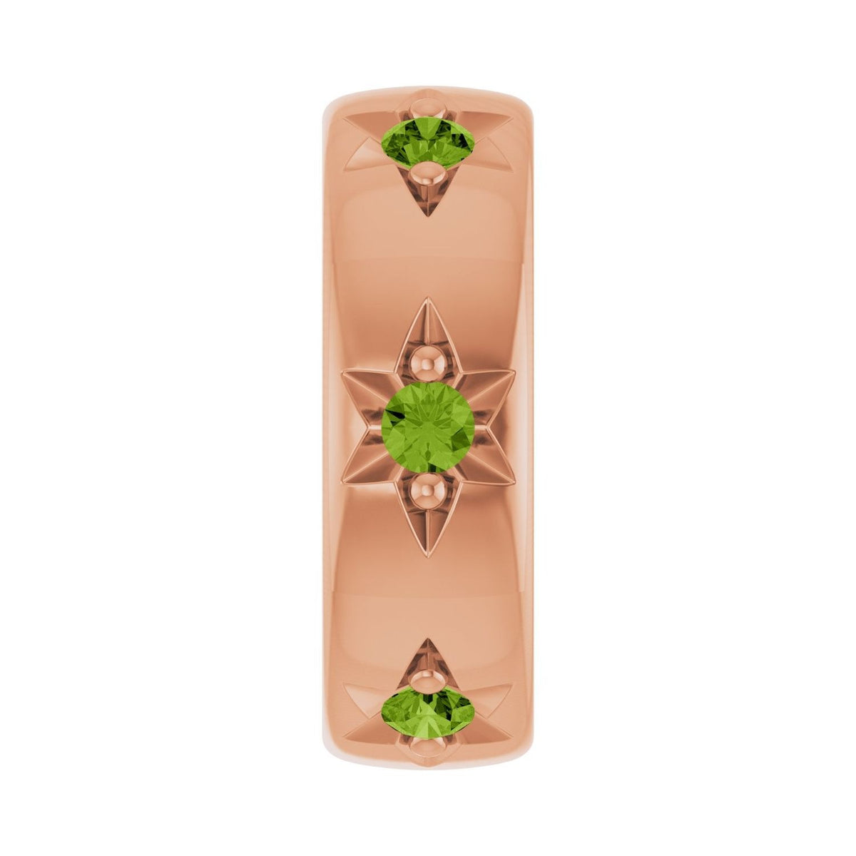 Sapphire Row Natural Gemstone Star Spacer Charm - Peridot, 14K Rose Gold