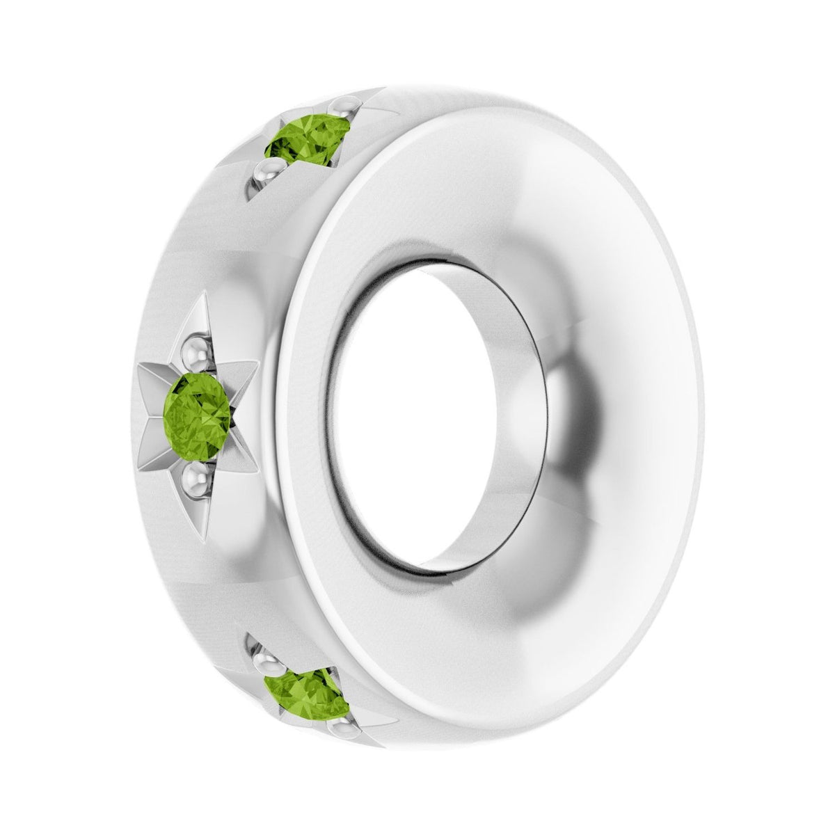 Sapphire Row Natural Gemstone Star Spacer Charm - Peridot, 10K White Gold (view 2)