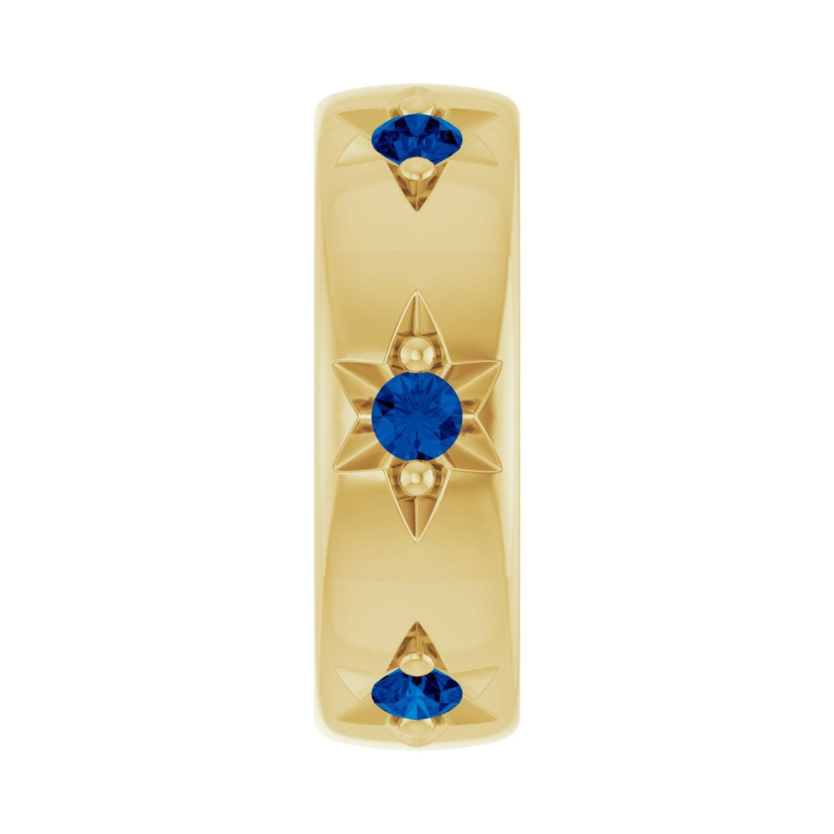 Sapphire Row Natural Gemstone Star Spacer Charm - Blue Sapphire, 14K Yellow Gold