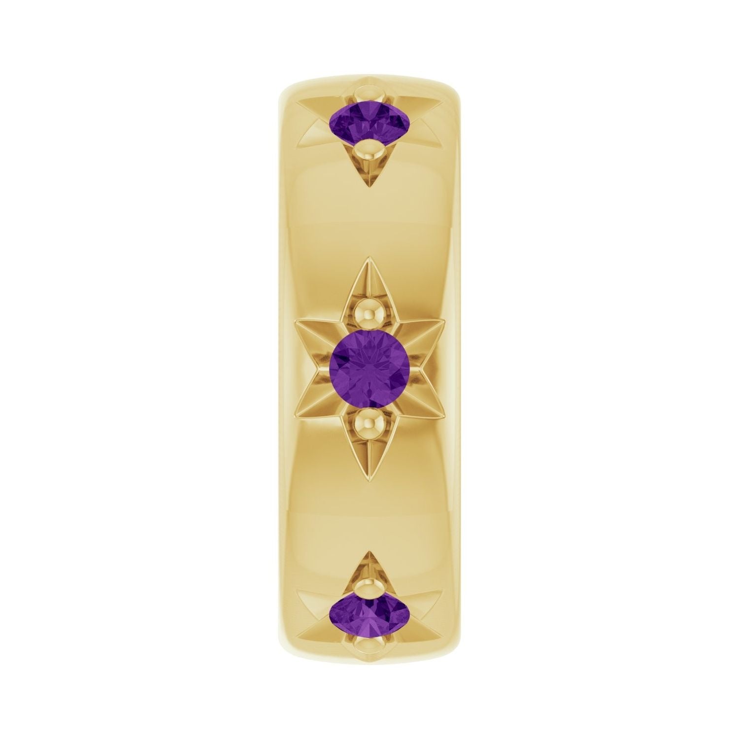 Sapphire Row Natural Gemstone Star Spacer Charm - Amethyst, 10K Yellow Gold
