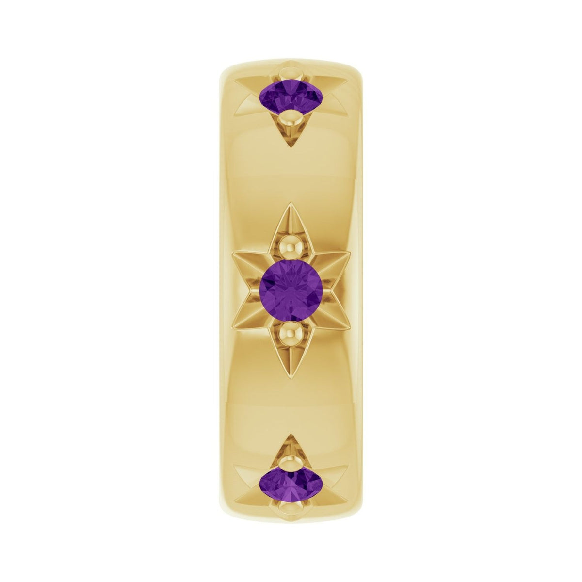 Sapphire Row Natural Gemstone Star Spacer Charm - Amethyst, 10K Yellow Gold