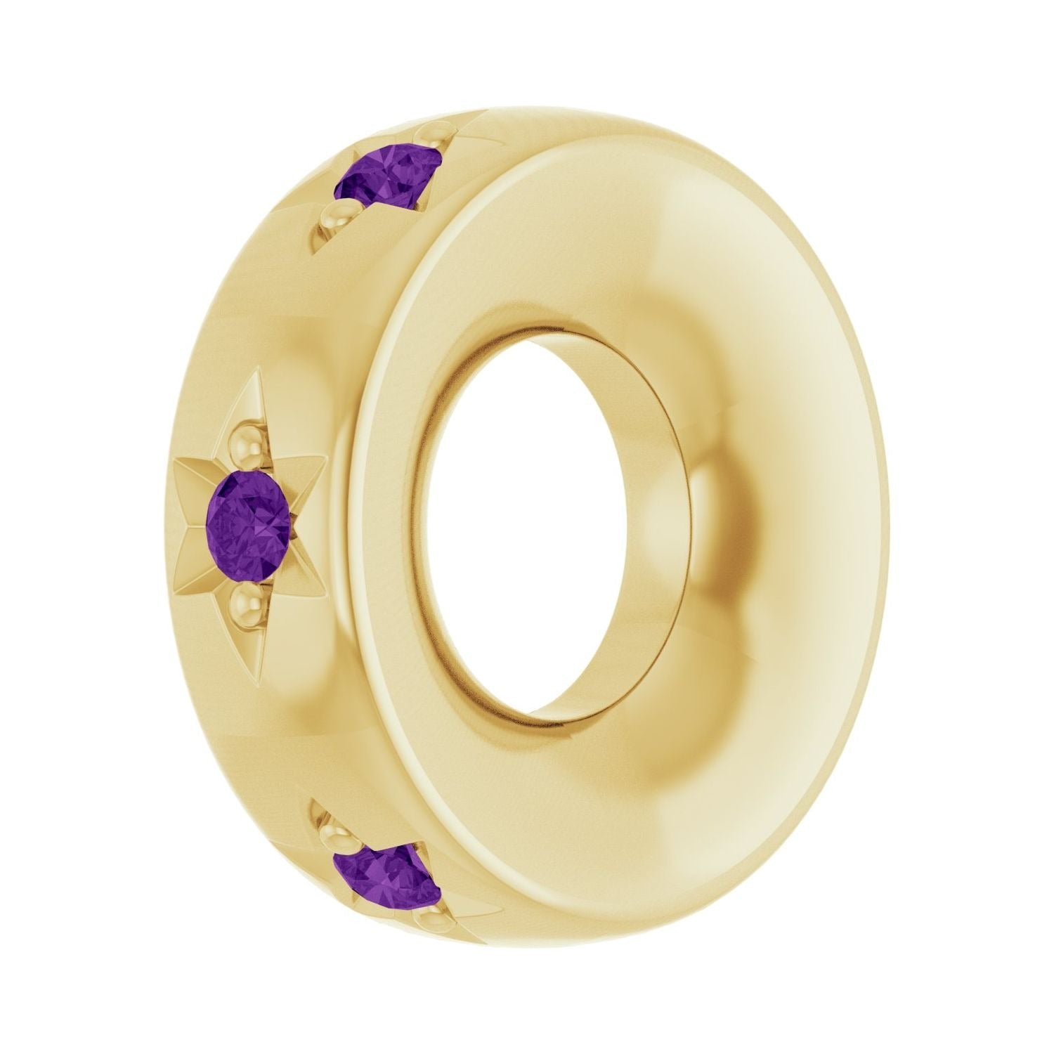 Sapphire Row Natural Gemstone Star Spacer Charm - Amethyst, 10K Yellow Gold (view 2)