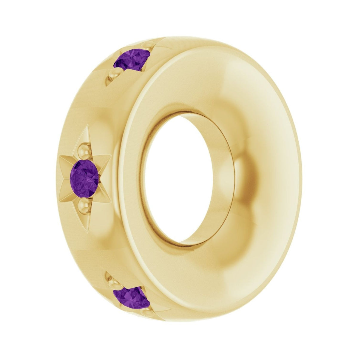 Sapphire Row Natural Gemstone Star Spacer Charm - Amethyst, 14K Yellow Gold (view 2)