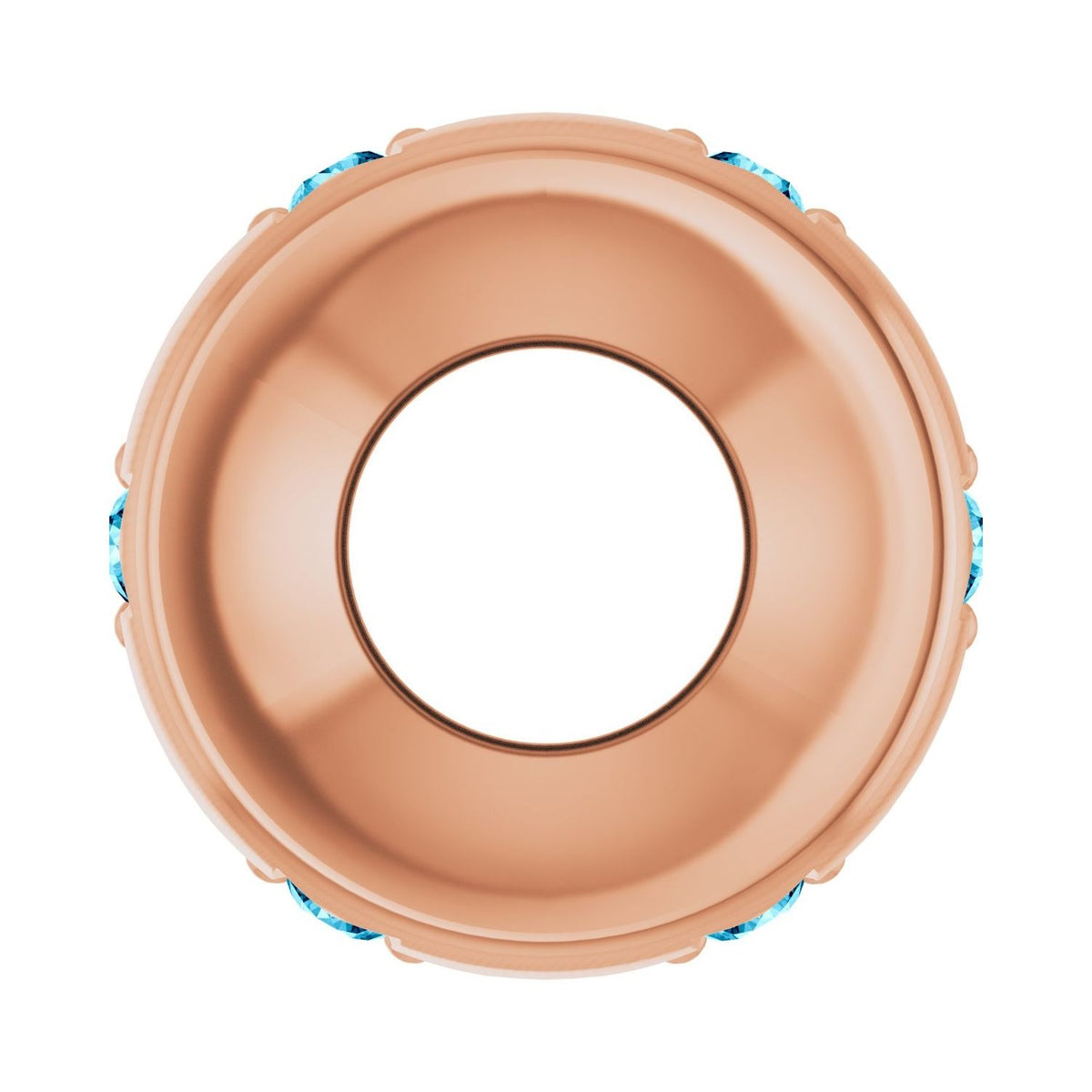 Sapphire Row Natural Gemstone Star Spacer Charm - Aquamarine, 14K Rose Gold (view 3)