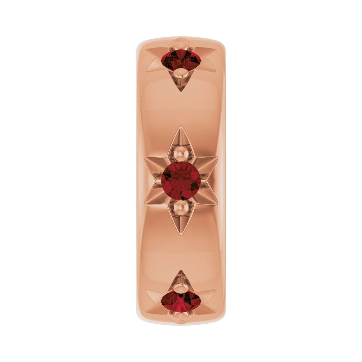 Sapphire Row Natural Gemstone Star Spacer Charm - Mozambique Garnet, 14K Rose Gold
