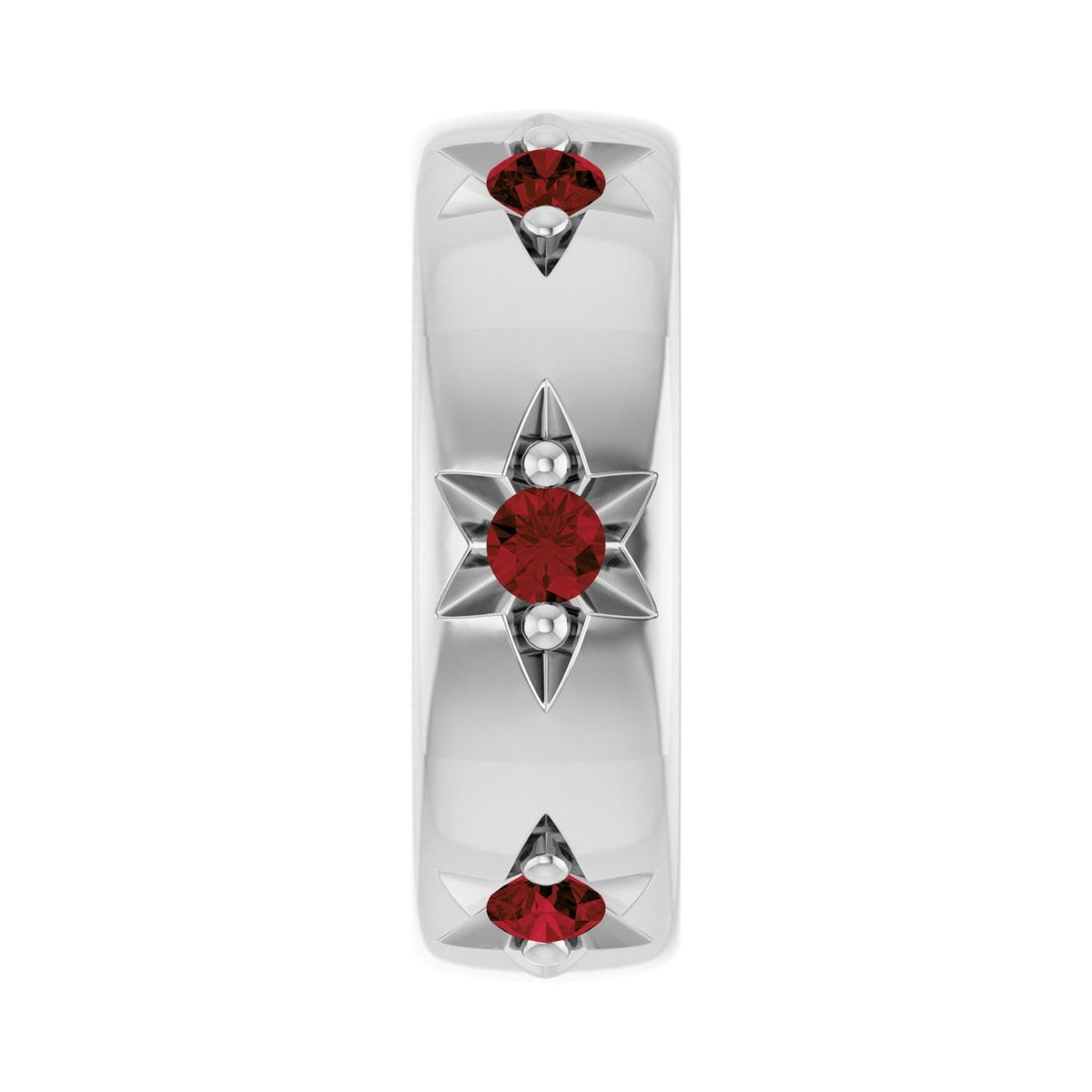 Sapphire Row Natural Gemstone Star Spacer Charm - Mozambique Garnet, 14K White Gold